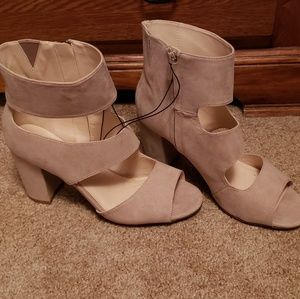 Nude suede heels